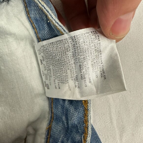 Machine Distressed Denim High-Waisted Shorts Medium Frayed Hem Casual Style - Picture 8 of 9